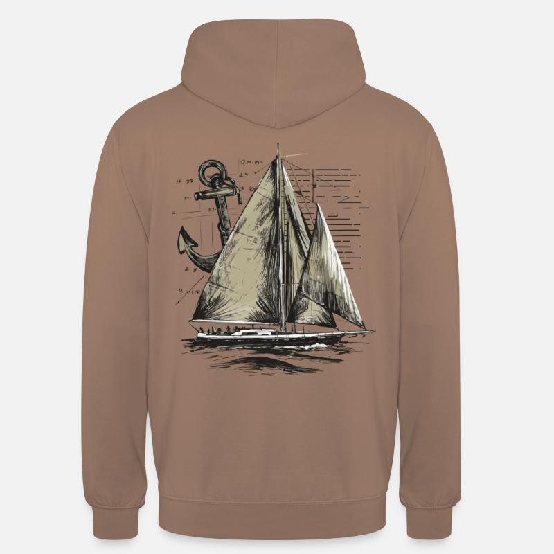 Segelboot mit Anker Geschenk - Unisex Hoodie - Mokka