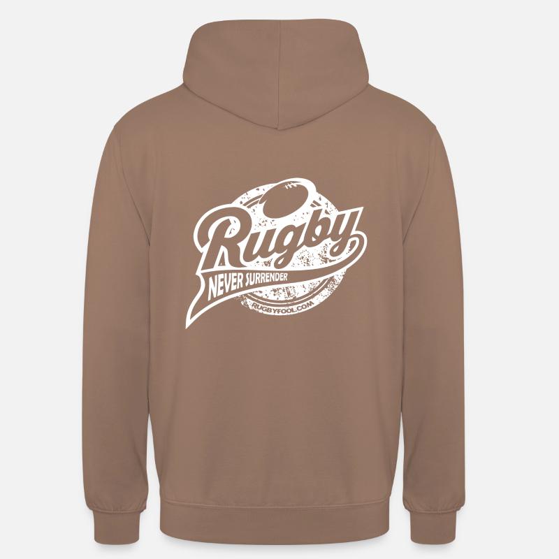RugbyFool.com. Rugby Never Surrender - Unisex Hoodie - mocha