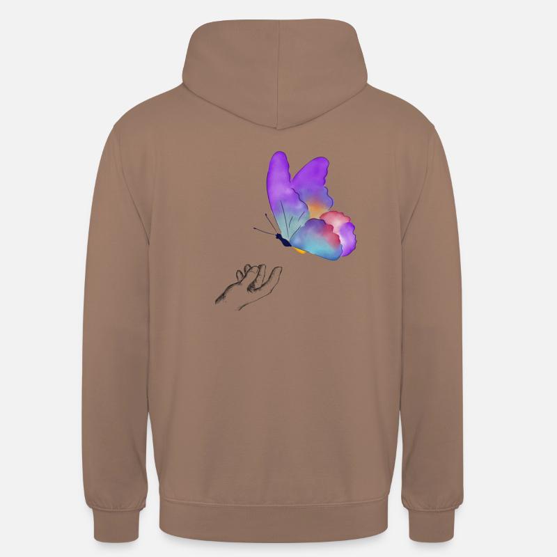 rainbow butterfly - Unisex Hoodie - Mokka