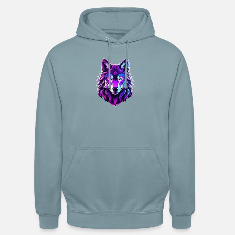Wolf in Neonfarben - Unisex Hoodie - Nebelblau