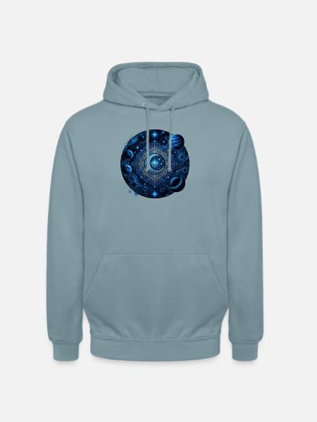 Space Planets Galaxies Stars Moons - Unisex Hoodie - stonewash blue