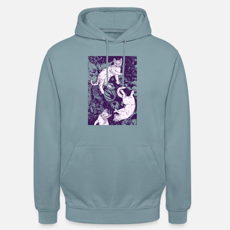 TROIS CHATONS BLANCS - Sweat-shirt à capuche unisexe - bleu fumée