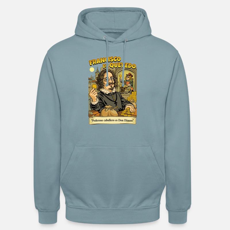 Francisco de Quevedo - Felpa con cappuccio unisex - blu foschia