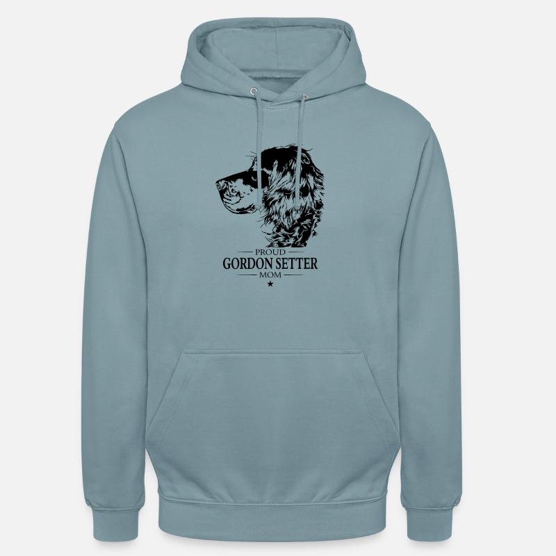 Gordon Setter Mamá Perro Perro Wilsigns - Sudadera con capucha unisex - azul niebla