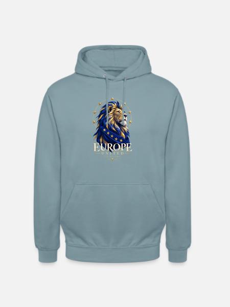Löwe der EU in Blau-Gold - Unisex Hoodie - Nebelblau