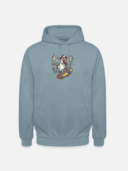 Skater Chicken - Unisex Hoodie - Nebelblau