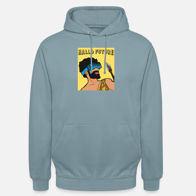 Hallo Future Caveman VR Stil - Unisex Hoodie - Nebelblau