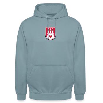 hamburg wappen - Unisex Hoodie - Nebelblau - Vorne - Alina (178cm) & Michal (187cm)
