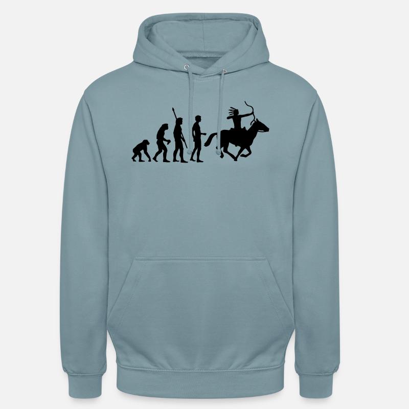 evolution_indianer - Sweat-shirt à capuche unisexe - bleu fumée