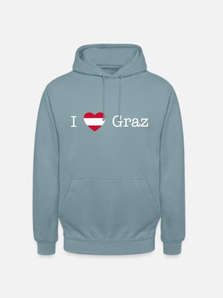 Österreich Herz Graz weiß - Unisex Hoodie - Nebelblau