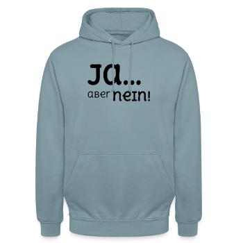 ja... aber nein! widerspruch lustig Geschenk - Unisex Hoodie - Nebelblau - Vorne - Alina (178cm) & Michal (187cm)