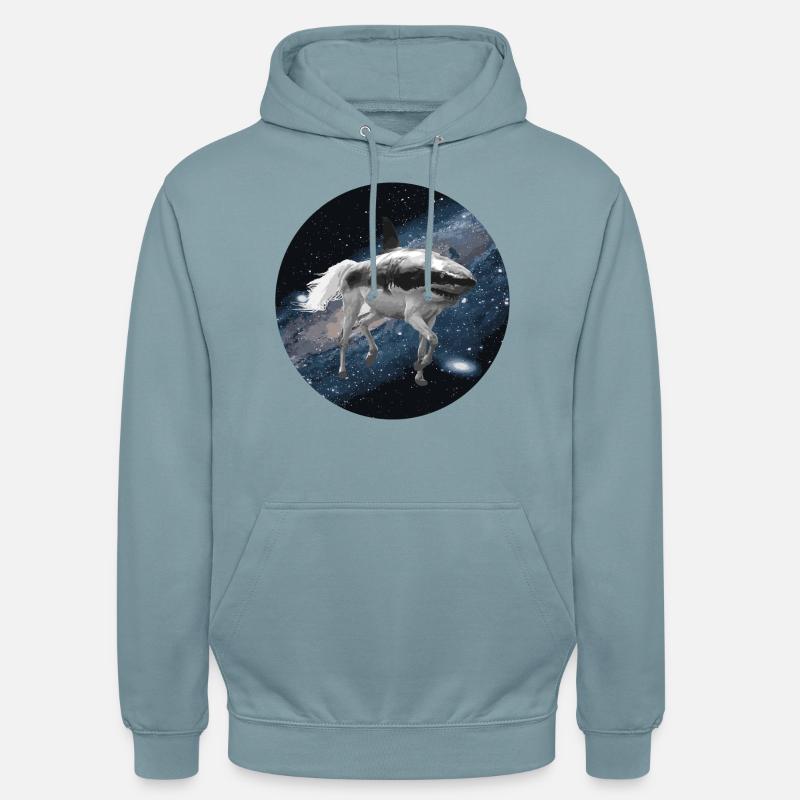 Cheval de requin dans l'espace - Sweat-shirt à capuche unisexe - bleu fumée