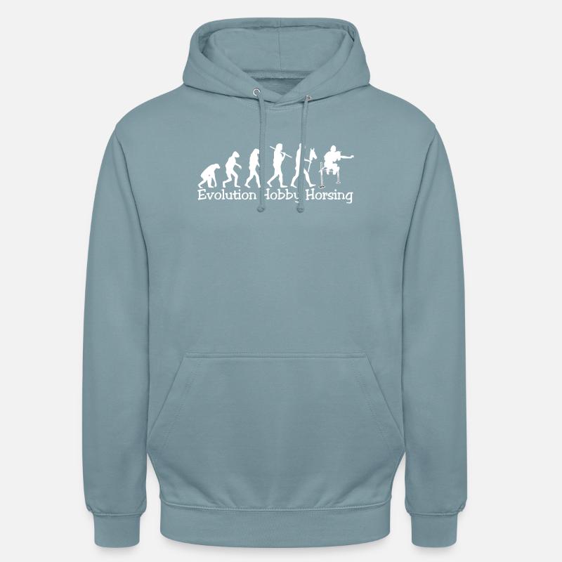 Evolution Hobby Horsing (blanc) - Sweat-shirt à capuche unisexe - bleu fumée