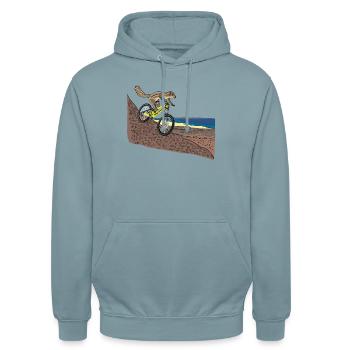 Atlashörnchen fährt Mountainbike, Fuerteventura - Sweat-shirt à capuche unisexe - bleu fumée - Devant - Alina (178cm) & Michal (187cm)