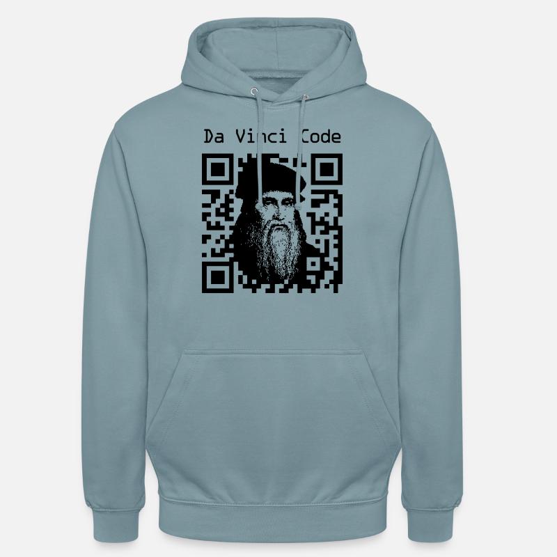 Leonardo Da Vinci QR Code - Unisex Hoodie - stonewash blue
