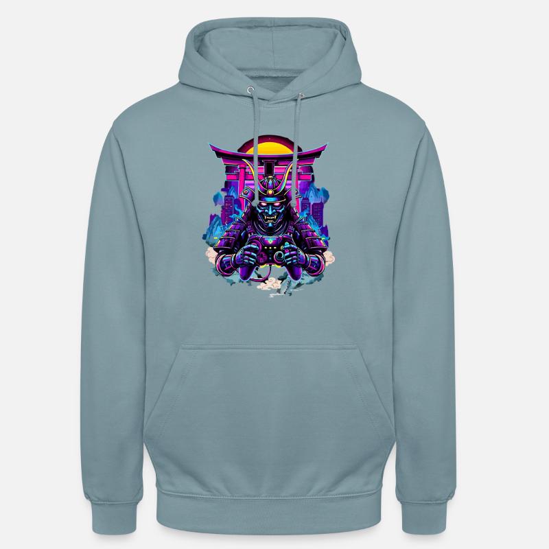 Samurai Maske gaming Controller Sythwave gaming  - Unisex Hoodie - Nebelblau