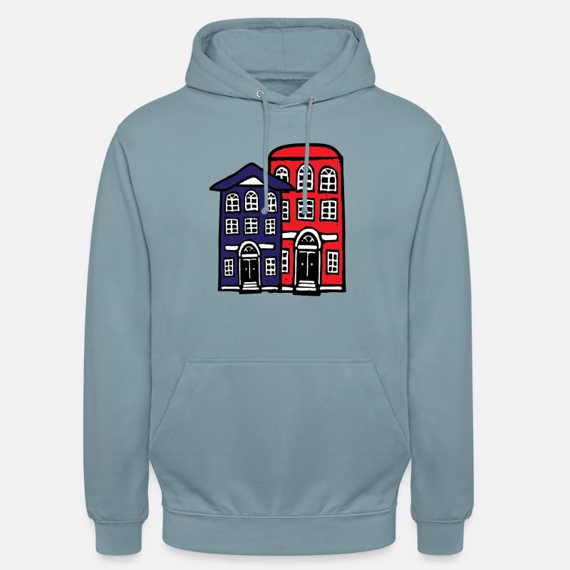 budynek - Bluza z kapturem typu unisex - mglisty niebieski