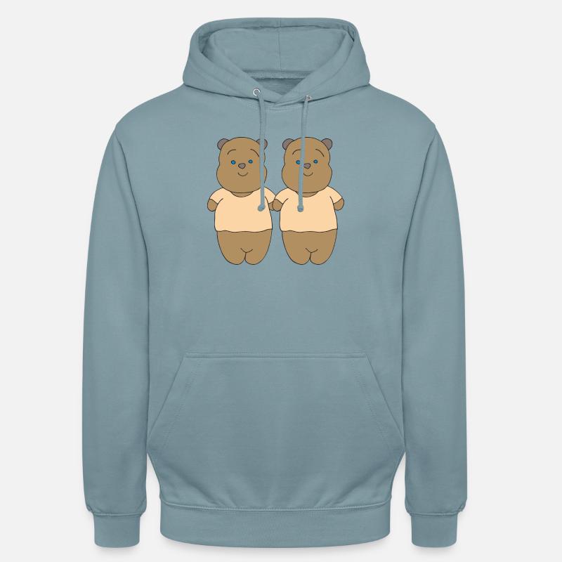 Ours en pack de deux - Sweat-shirt à capuche unisexe - bleu fumée