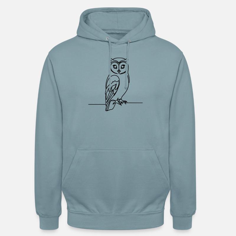 Eule Einzeilig - Unisex Hoodie - Nebelblau
