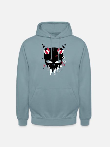 Devilskull with stars - Unisex Hoodie - stonewash blue