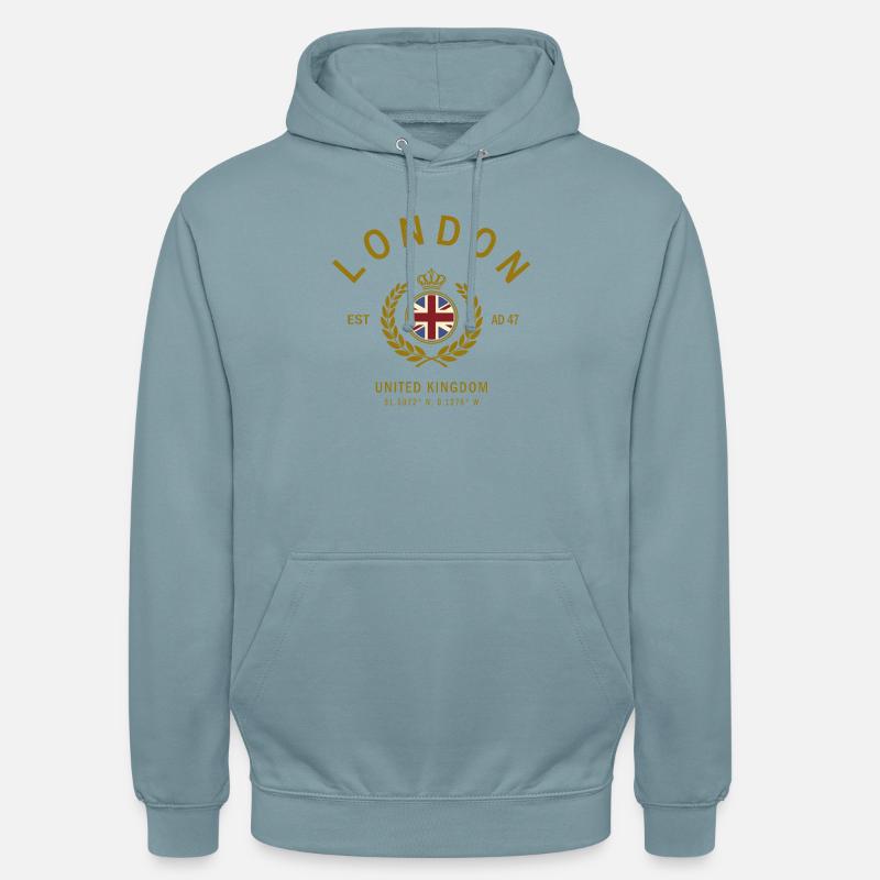 Écusson Londres Drapeau UK doré - Sweat-shirt à capuche unisexe - bleu fumée