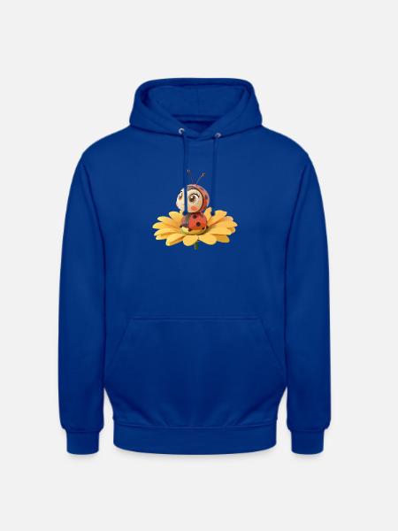 Cute ladybug on a flower - Unisex Hoodie - bright royal