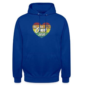 Tick Tack Oma 2026 werdende Uroma Omama 2026 retro - Unisex Hoodie - Royalblau - Vorne - Alina (178cm) & Michal (187cm)