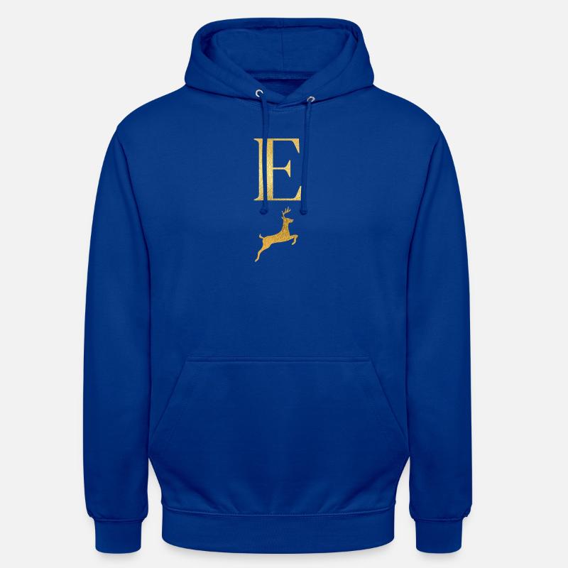 Buchstabe e goldener Hirsch - Geschenkidee - Unisex Hoodie - Royalblau