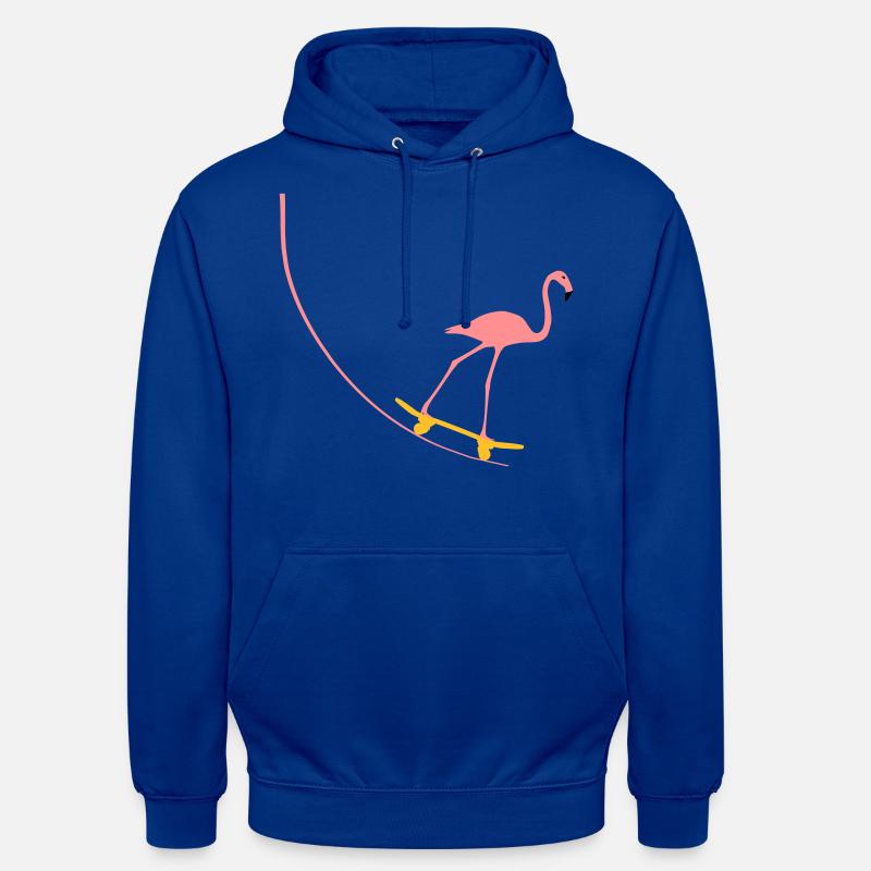 Flamingo sur planche à roulettes - Sweat-shirt à capuche unisexe - bleu royal