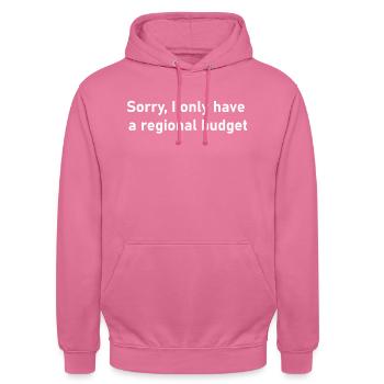 Sorry I Only Have A Regional Budget - Unisex Hoodie - pink - Front - Alina (178cm) & Michal (187cm)