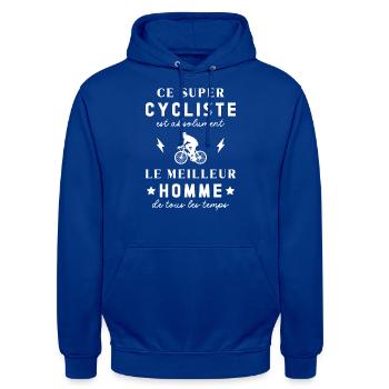 Meilleur Super Cycliste Vélo Vintage - Sweat-shirt à capuche unisexe - bleu royal - Devant - Alina (178cm) & Michal (187cm)