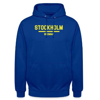 Création du logo de l'aéroport de Stockholm-Bromma - Sweat-shirt à capuche unisexe - bleu royal - Devant - Alina (178cm) & Michal (187cm)
