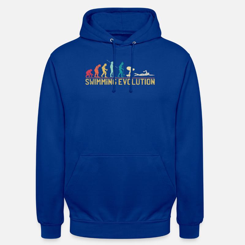 Illustration de l'évolution de la natation - Sweat-shirt à capuche unisexe - bleu royal