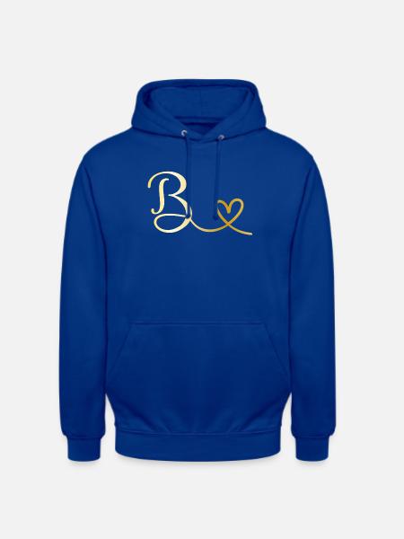 B goldenes Monogramm mit Herz - Unisex Hoodie - Royalblau