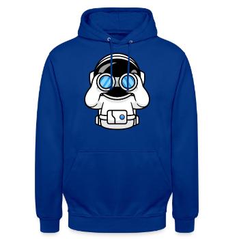 Astronaut mit Fernglas - Unisex Hoodie - Royalblau - Vorne - Alina (178cm) & Michal (187cm)
