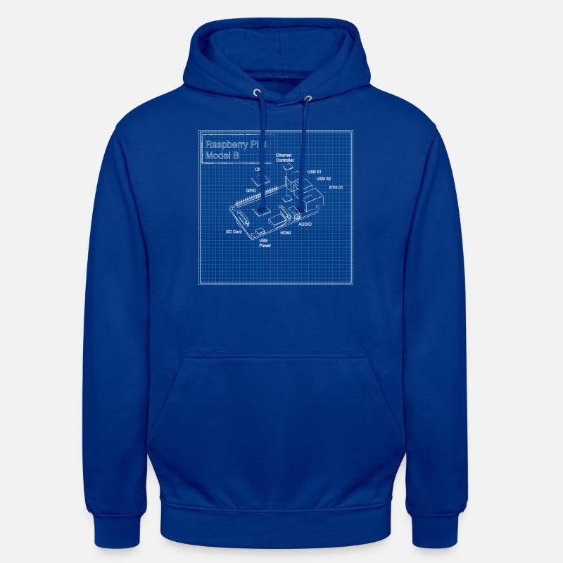 Raspberry Pi 3 Modèle B Plan - Sweat-shirt à capuche unisexe - bleu royal