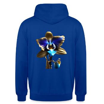 Orchidee - Unisex Hoodie - Royalblau - Hinten - Michal (187cm)