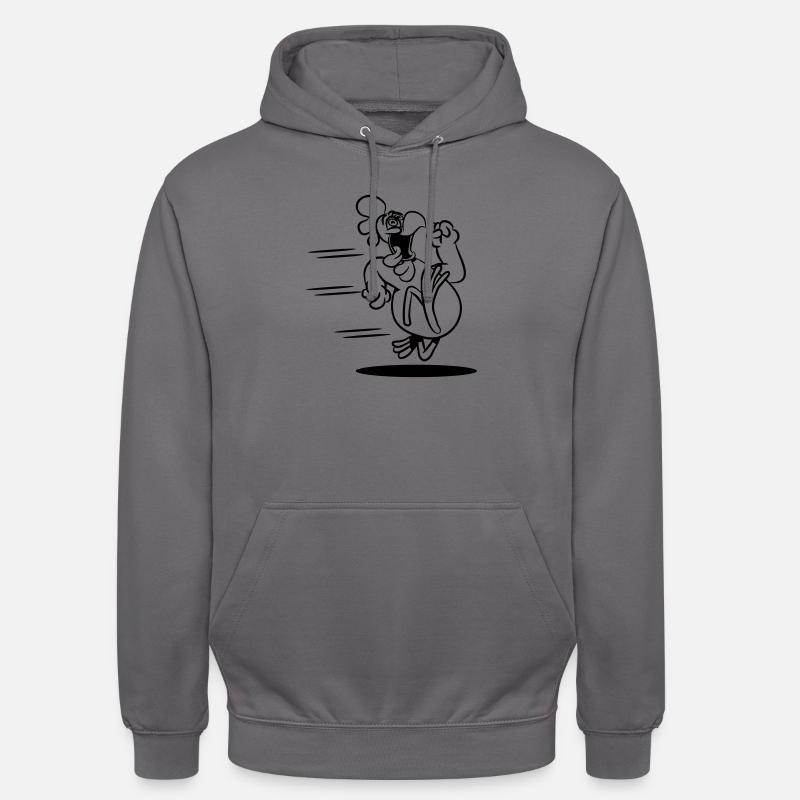 Drôle de Chicken run - Sweat-shirt à capuche unisexe - gris éléphant