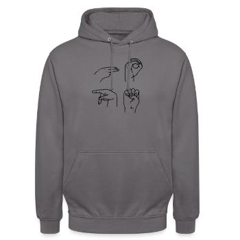 Fingeralphabet HOPE 3 - Unisex Hoodie - Mittelgrau - Vorne - Alina (178cm) & Michal (187cm)