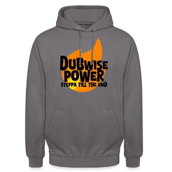 Dub Power Sound System - Sweat-shirt à capuche unisexe - gris éléphant - Devant - Alina (178cm) & Michal (187cm)