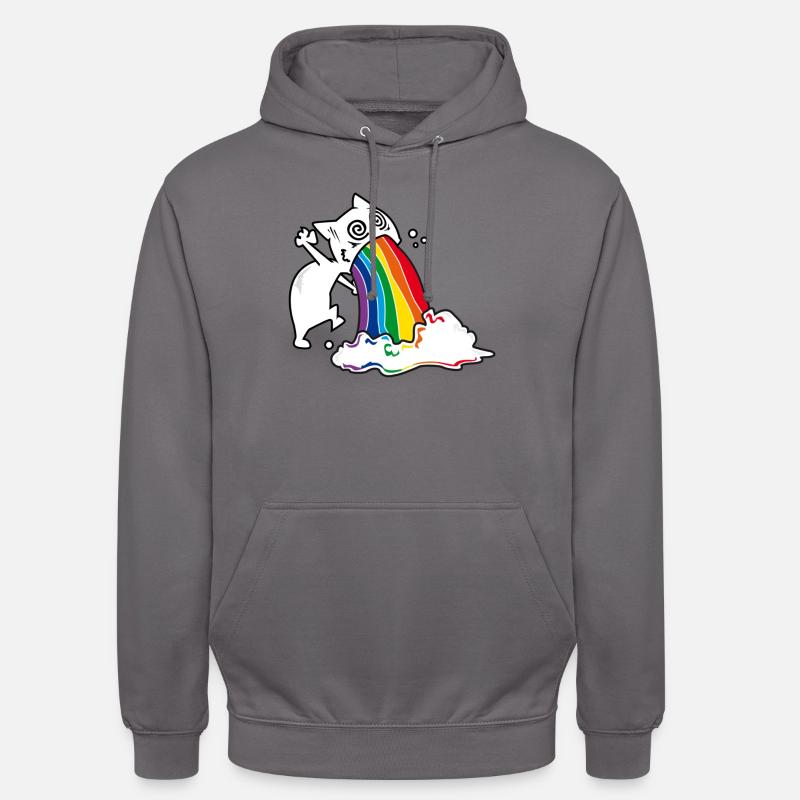 Regenbogenkotze chat - Sweat-shirt à capuche unisexe - gris éléphant