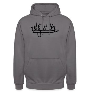 Wikinger - Unisex Hoodie - Mittelgrau - Vorne - Alina (178cm) & Michal (187cm)