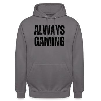 Always Gaming Funny Gamer Gaming Zitat Videospiel - Unisex Hoodie - Mittelgrau - Vorne - Alina (178cm) & Michal (187cm)