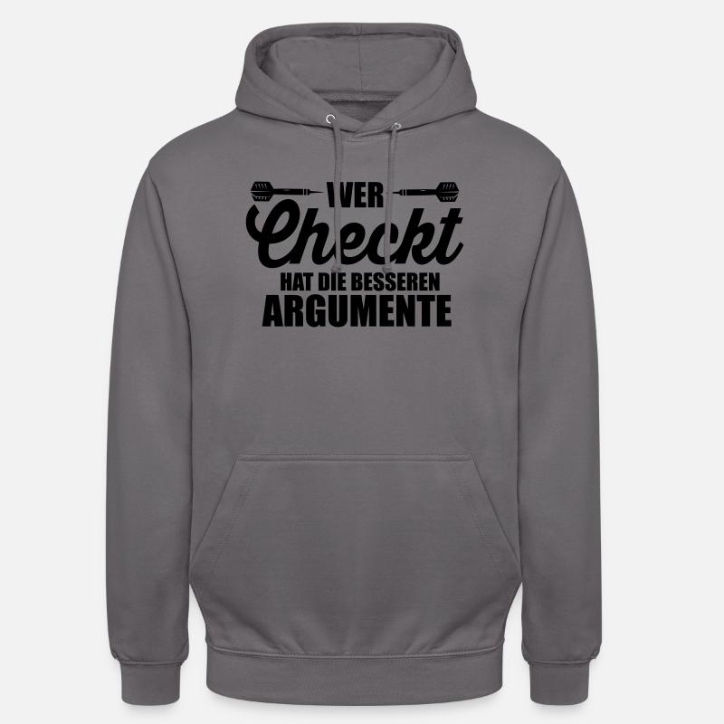 Darts Wer checkt hat Argumente - Unisex Hoodie - Mittelgrau
