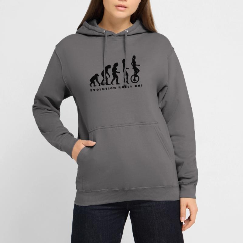 evolution_einradfahrerin_1c_b Unisex Hoodie