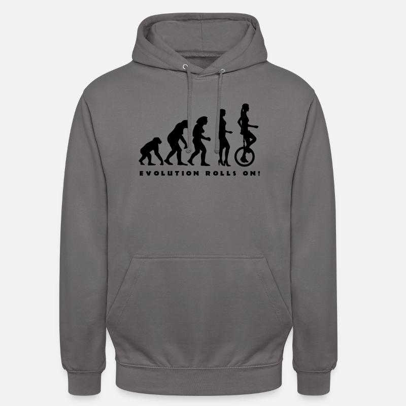 evolution_einradfahrerin_1c_b - Sweat-shirt à capuche unisexe - gris éléphant