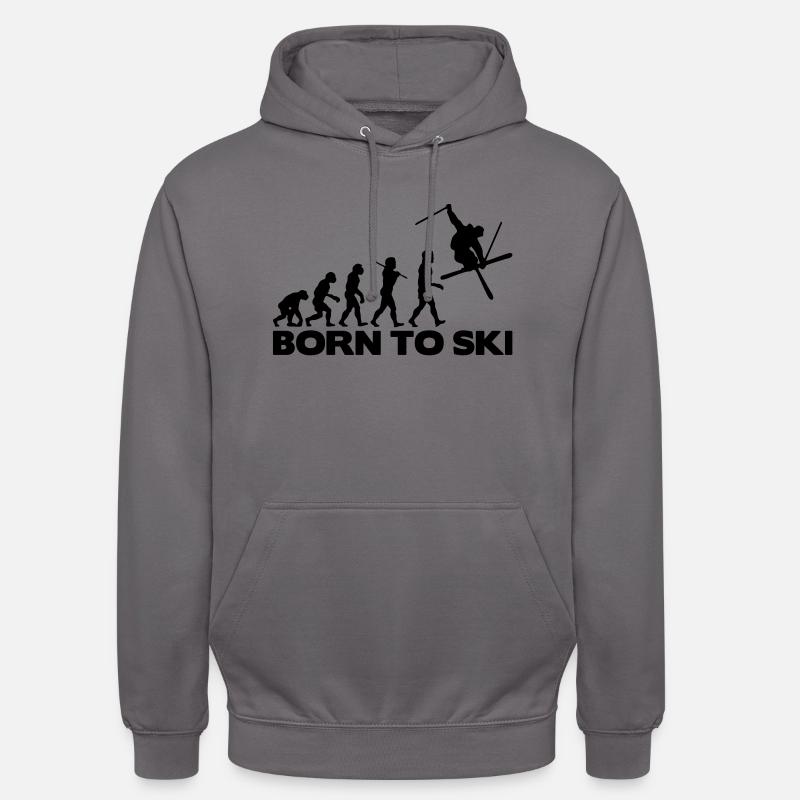 skier evolution born to ski 01 - Sweat-shirt à capuche unisexe - gris éléphant