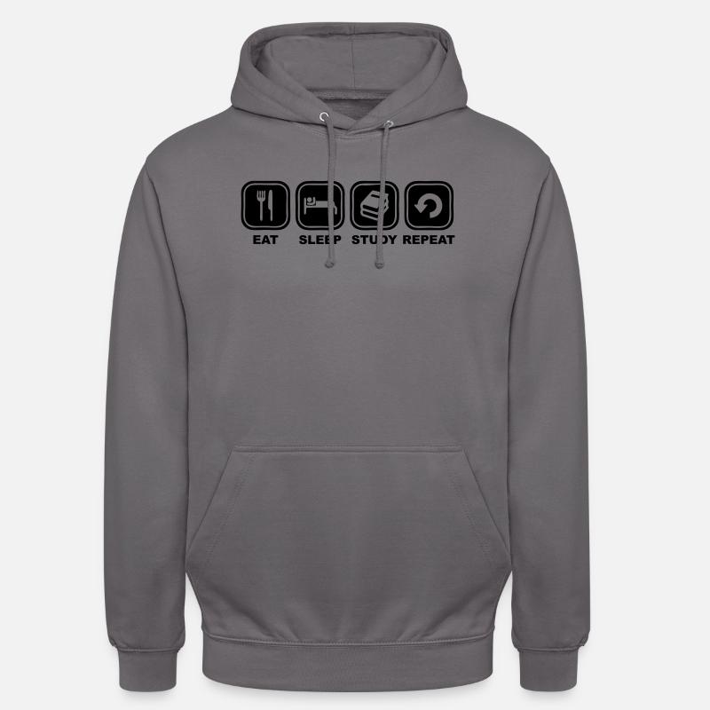 Eat, sleep, study, Repeat - Sweat-shirt à capuche unisexe - gris éléphant