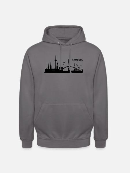 Skyline Hamburg - Unisex Hoodie - Mittelgrau