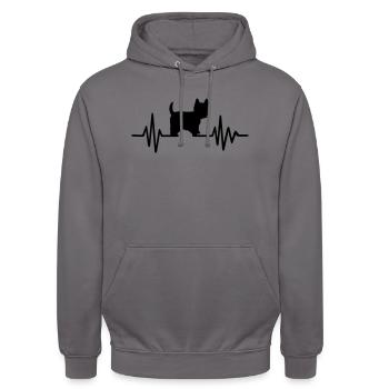 Westie - Unisex Hoodie - Mittelgrau - Vorne - Alina (178cm) & Michal (187cm)